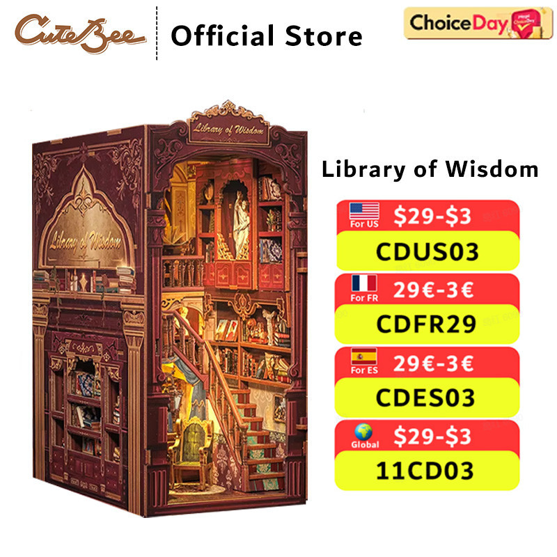 Jual CUTEBEE DIY Book Nook Kit Miniature Dollhouse with Light Dust ...