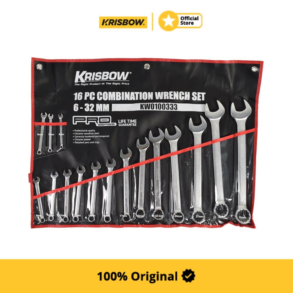 Jual Krisbow Set Wrench Kunci Ring Pas 6-32mm 16Pcs Lpcws2 | Shopee ...