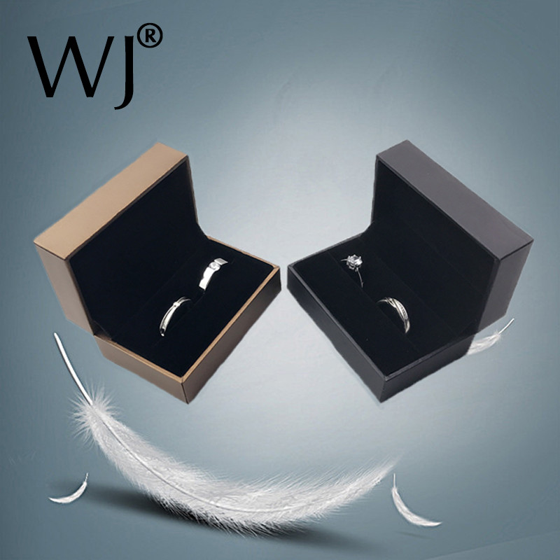Jual Quality Engagement Wedding Couple Ring Box Black Brown PU Leather ...