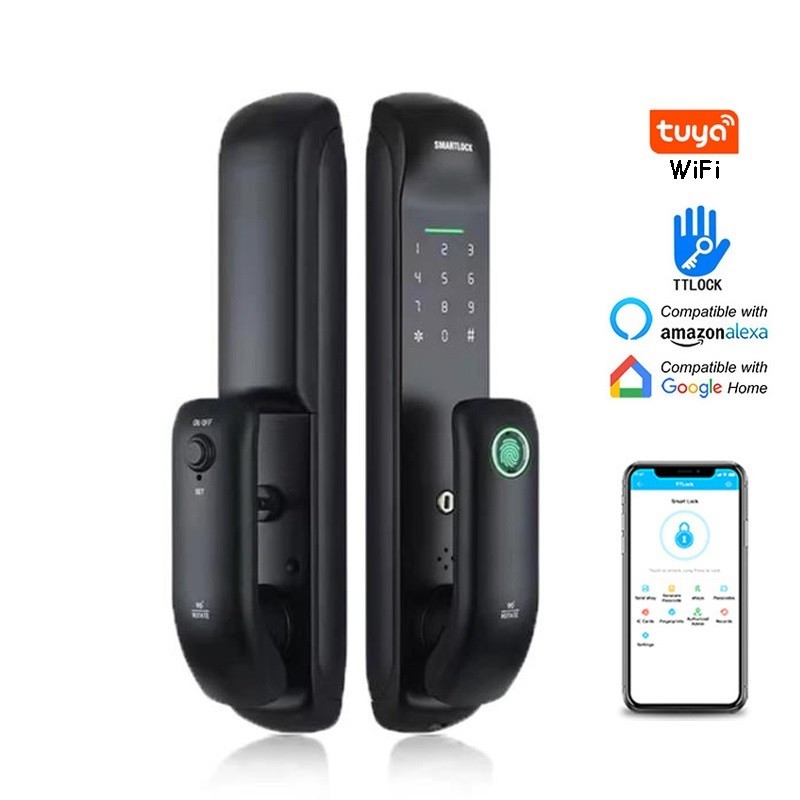 Jual New App Smart Door Lock Bluetooth Tuya Wifi Fingerprint Smart Card ...