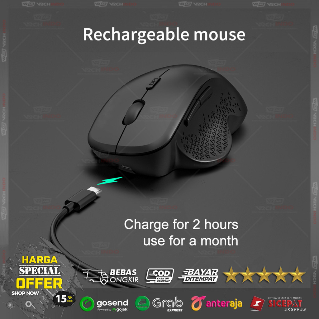 Jual Mouse Gaming Rechargeable Blutooth WiFI 2.4GHz Optical WIRELESS ...