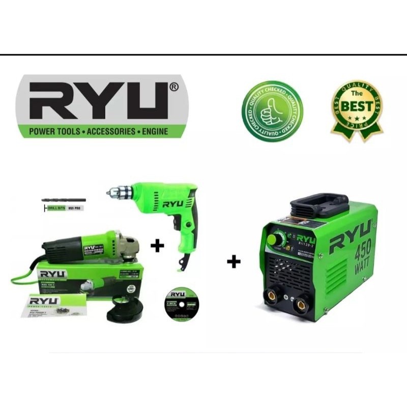 Jual PROMO 3 ITEM PAKET MESIN LAS RYU 450 BOR 10MM RYU + GERINDA 4 INCH ...