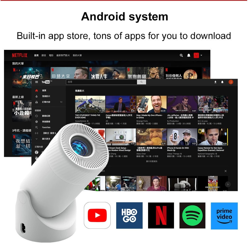 Jual AOC Mini Portable Projector FREE3 HD 1080P/4K Android System ...
