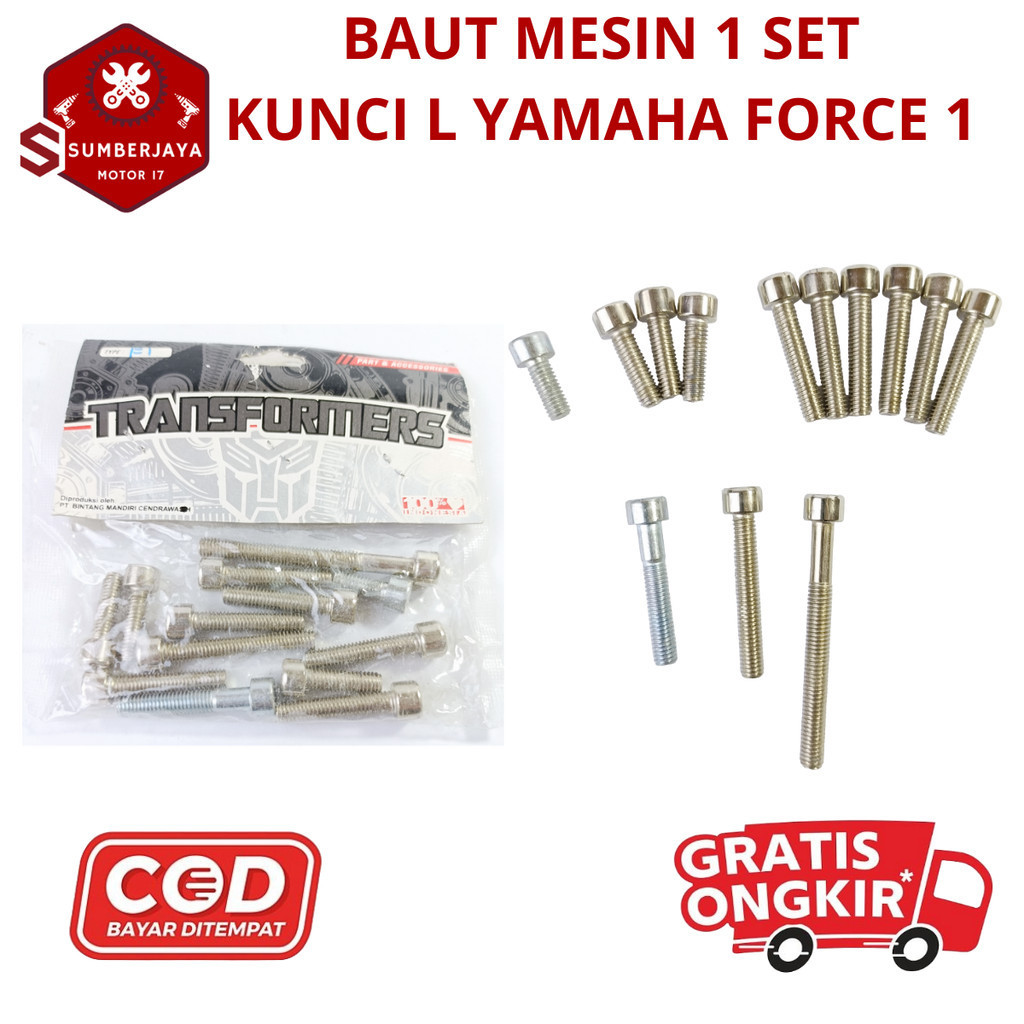 Jual Baut Mesin Kunci L Force One / Baut Blok Mesin Motor Yamaha FI ...