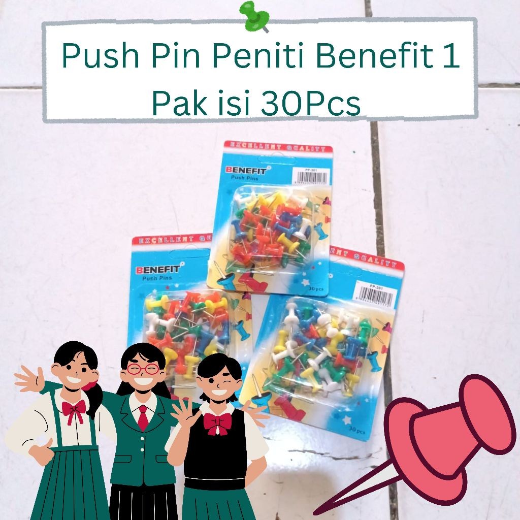 Jual PUSH PIN DORONG KECIL MEREK BENEFIT 1 PAK 30PCS | Shopee Indonesia