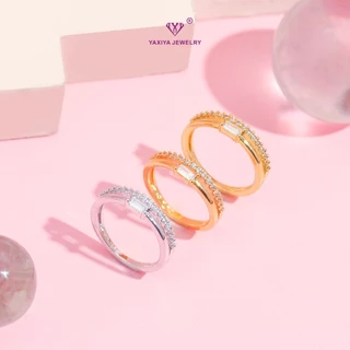 Yaxiya Cincin Wanita Korea Permata Perhiasan Lapis Emas 18K 959