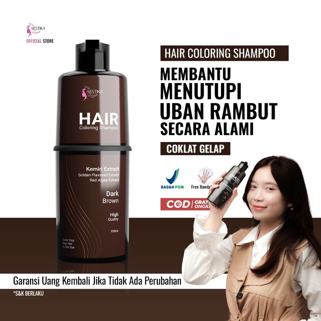 Jual Aestika Hair Coloring Shampoo (Dark Brown) - Shampo Pewarna Rambut ...