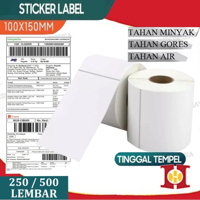 Jual Kertas Thermal Sticker Resi Label Alamat Direct Stiker Barcode ...
