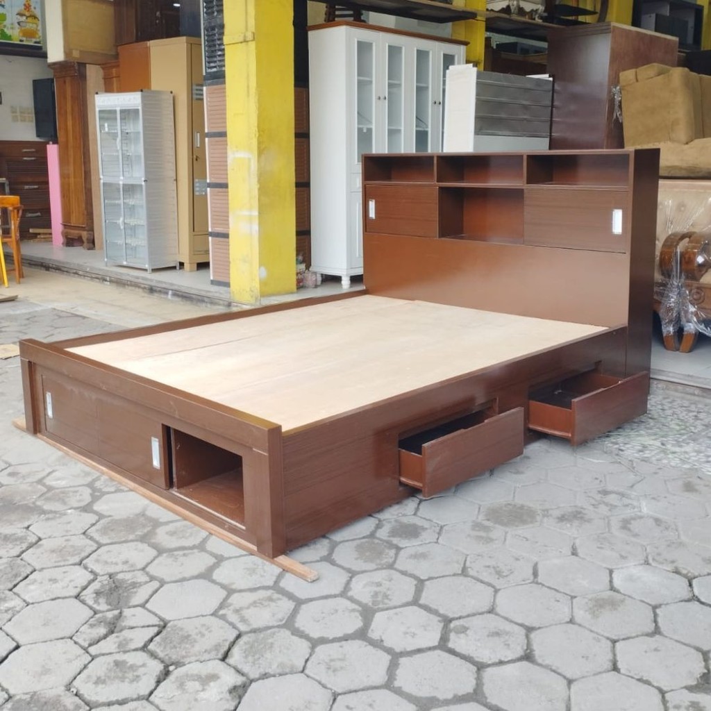 Jual Dipan Tempat Tidur Kayu Solid Blockteak 18mm Minimalis – Laci ...