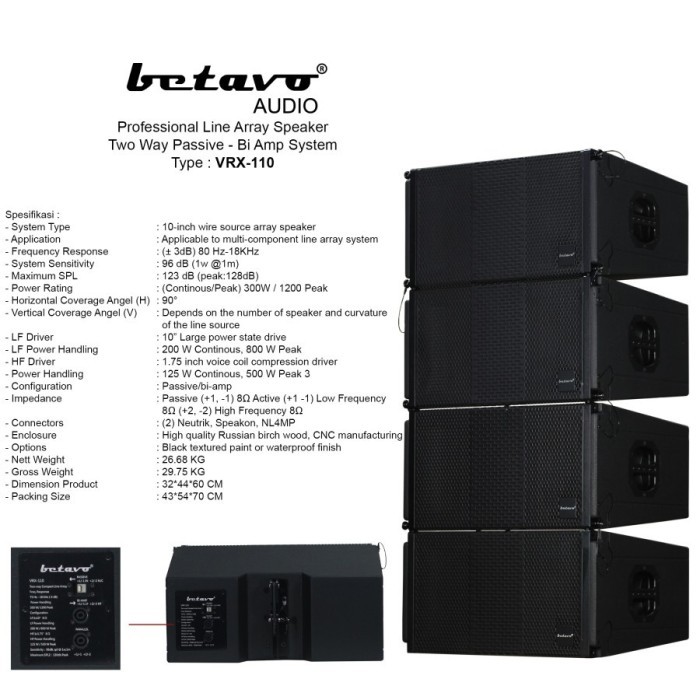 Jual Speaker Pasif Line Array 10 Inch BETAVO VRX-110 HARGA PER BOX ...