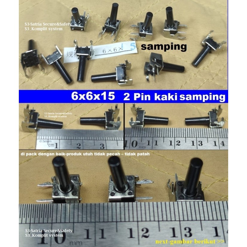 Jual Tactile Switch 6x6x15 2kaki samping Tombol tekan 2 Pin kaki push ...