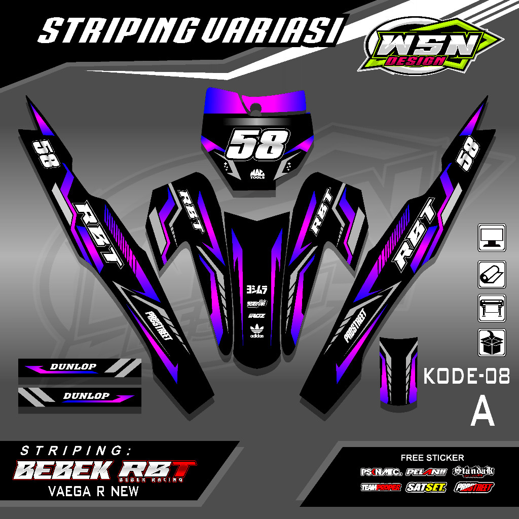 Jual Sticker Striping Yamaha Vega R New Motor Rbt Bebek Modif Supermoto ...