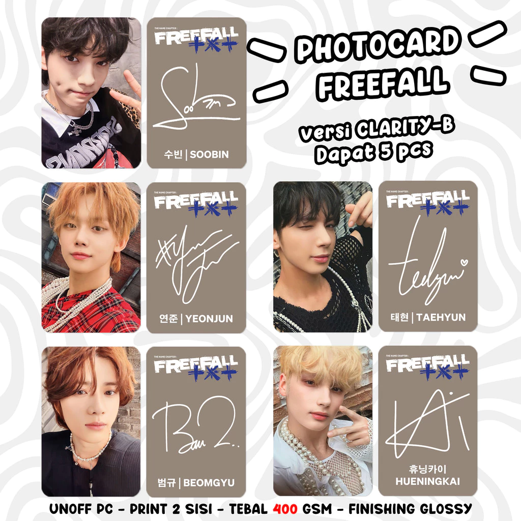 Photocard TXT FREEFALL Unofficial KPOP PC dan Koleksi Unik