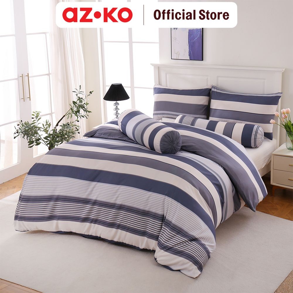 Jual AZKO Sleeplite Set Seprai Microfiber Stripe Ivan Sprei Seprai ...