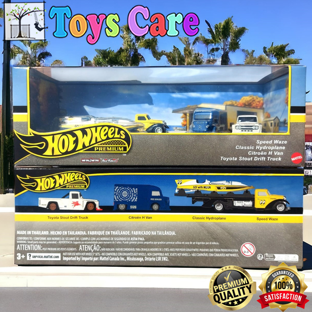 Coffret Premium Hot Wheels 1/64 - Citroën H, Hydroplane, Speed Waze, Toyota - Neuf