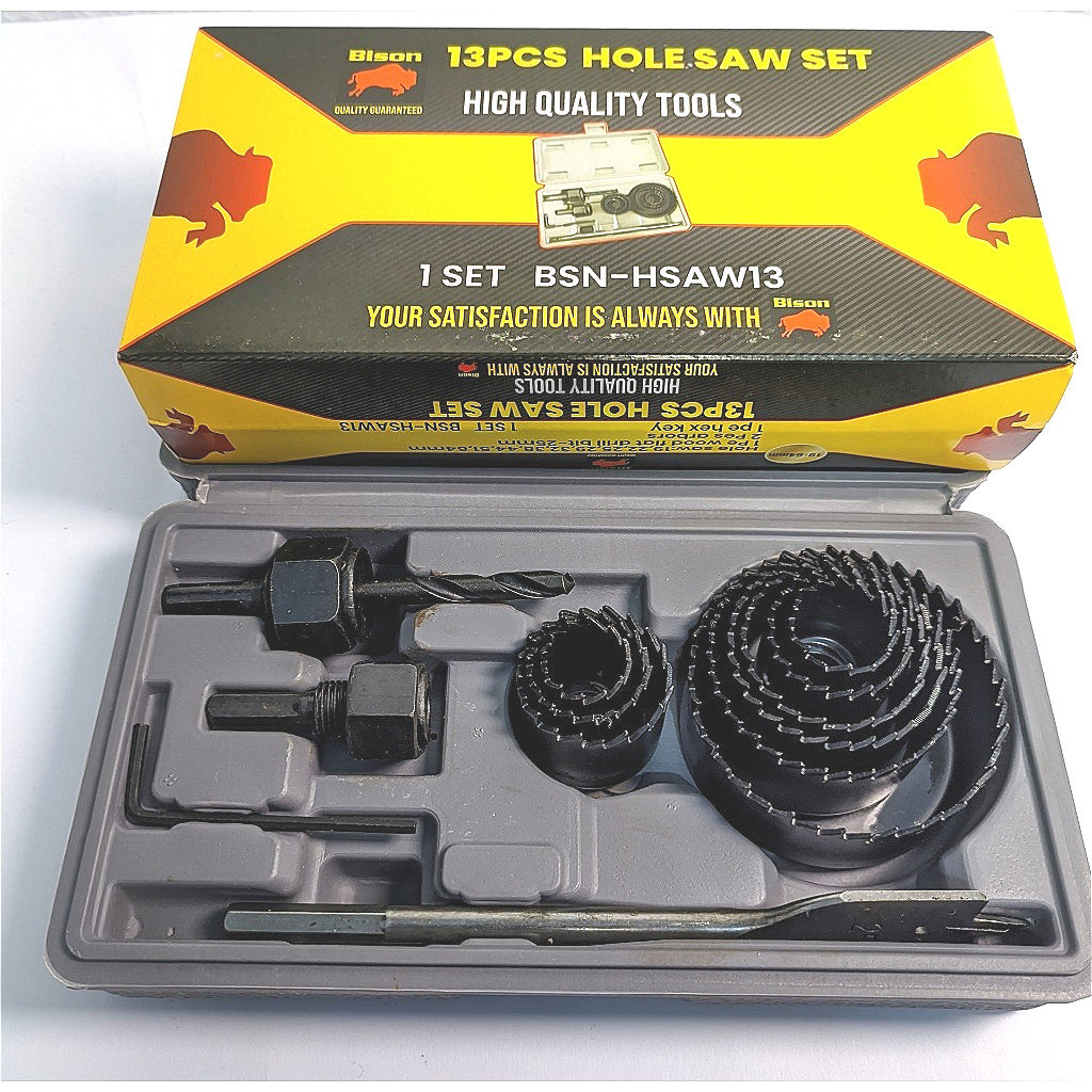 Jual Hole Saw Kit Bison BSN HSAW 13 Mata Bor Pelubang Kayu Set Box 13 ...