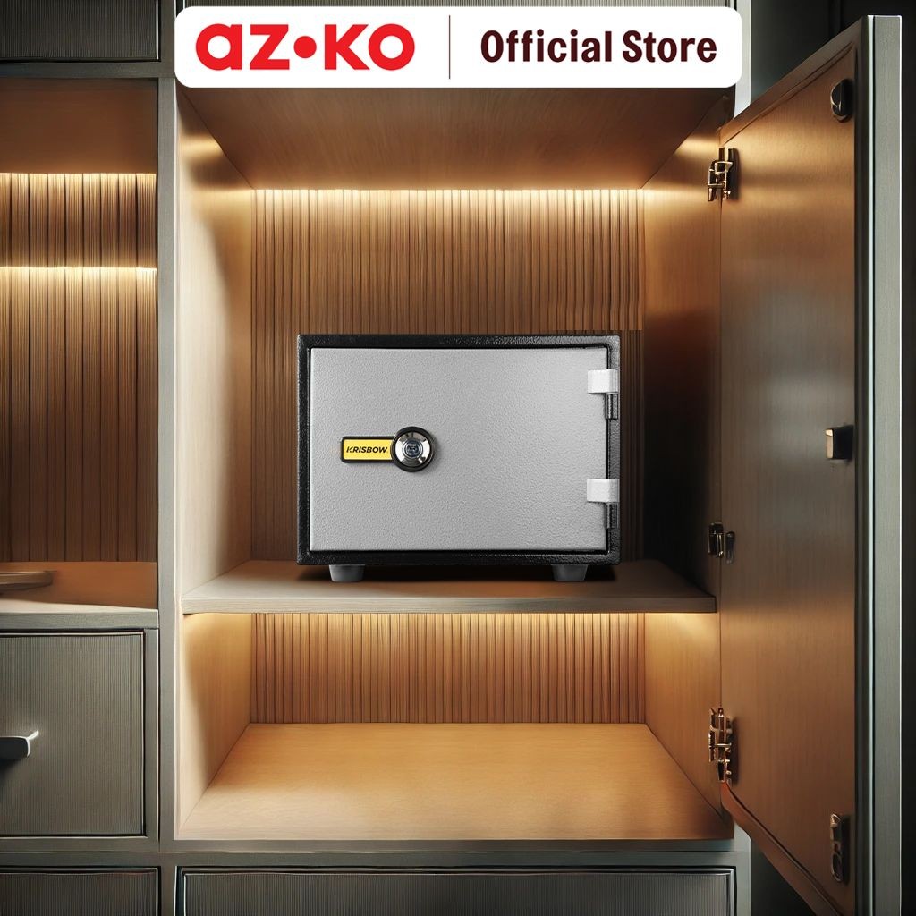 Jual AZKO Krisbow 42x35x30 cm Brankas Tahan Api Yb300ak - Hitam/Abu-Abu ...