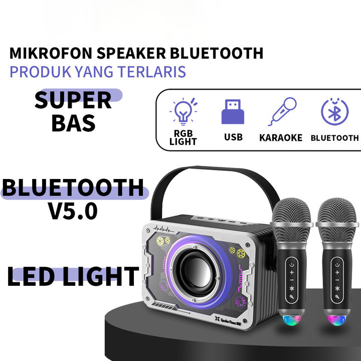 Jual Speaker bluetooth karaoke 2Mic 1 Set Speaker Microphone Speaker ...