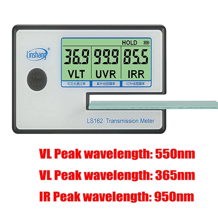 LS162 Digital Window Tint Meter, Akozon Solar Film Transmission Meter VLT UV IR Rejection Tester