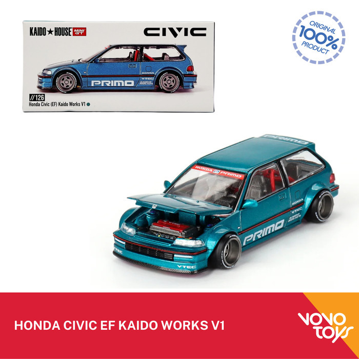 Mini GT x Kaido House KHMG126 1/64 Honda Civic EF Works V1 Modelo De Carro Em Escala Fundida