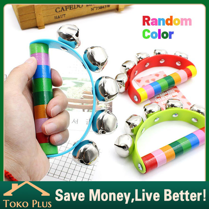 Jual Mainan Bayi Rattle Stick Wooden Hand Rattle Bells Jingle Kids ...