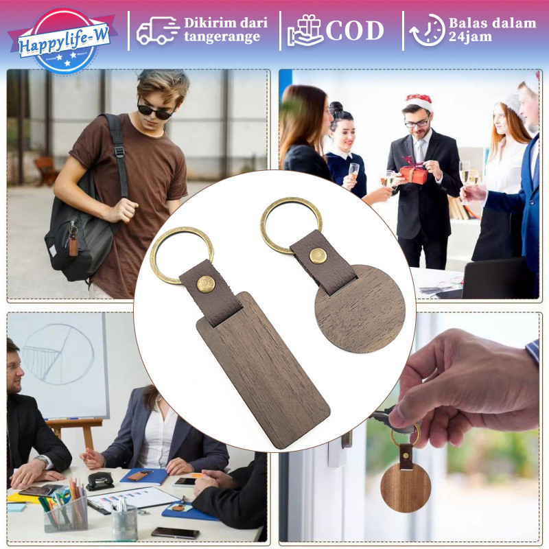 Jual Wood Keychain With Leather Gantungan Kunci Bahan Kayu Bulat DIY ...