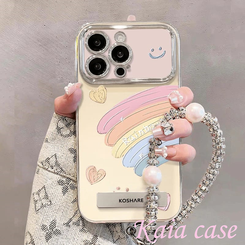 Jual 【Shell+bracket+chain】case iPhone 11 Rainbow Love Smiling