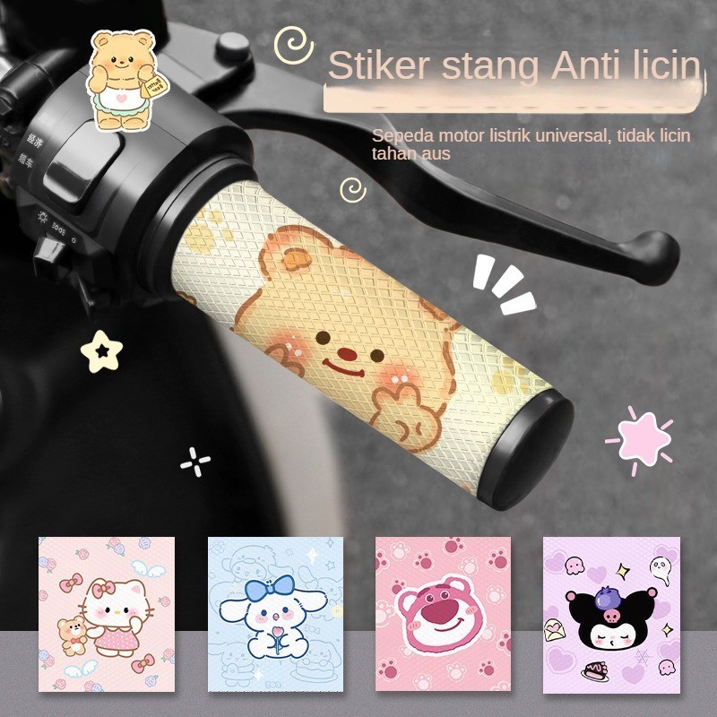 Grip Motor Kartun Anti Keringat/Silikon Food Grade Tahan Licin/Cocok Harian & Touring Wanita