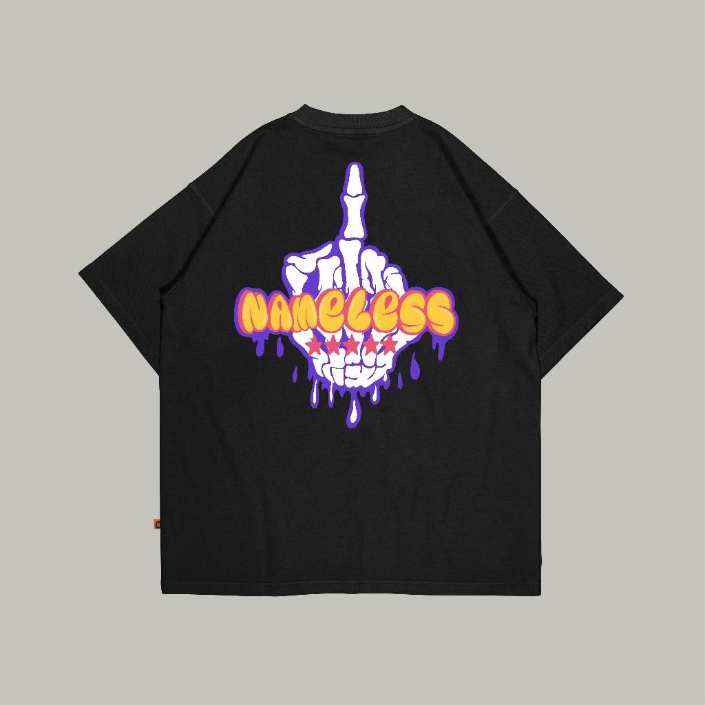 Jual Oversized T-shirt Black Mid Finger Cotton 24s Free Sticker ...