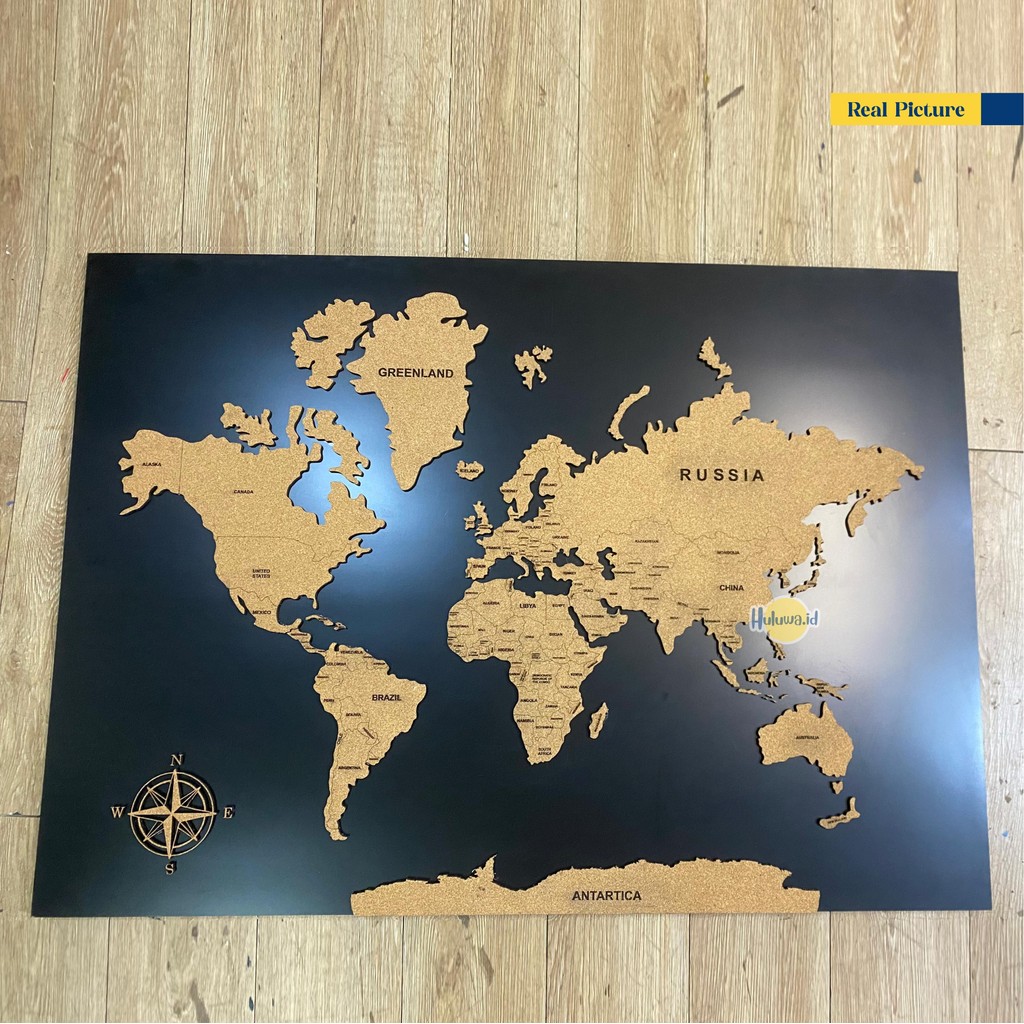 Jual Peta Frame 3D / Peta Dunia & Indonesia Frame 3D / 3D Wall Map ...