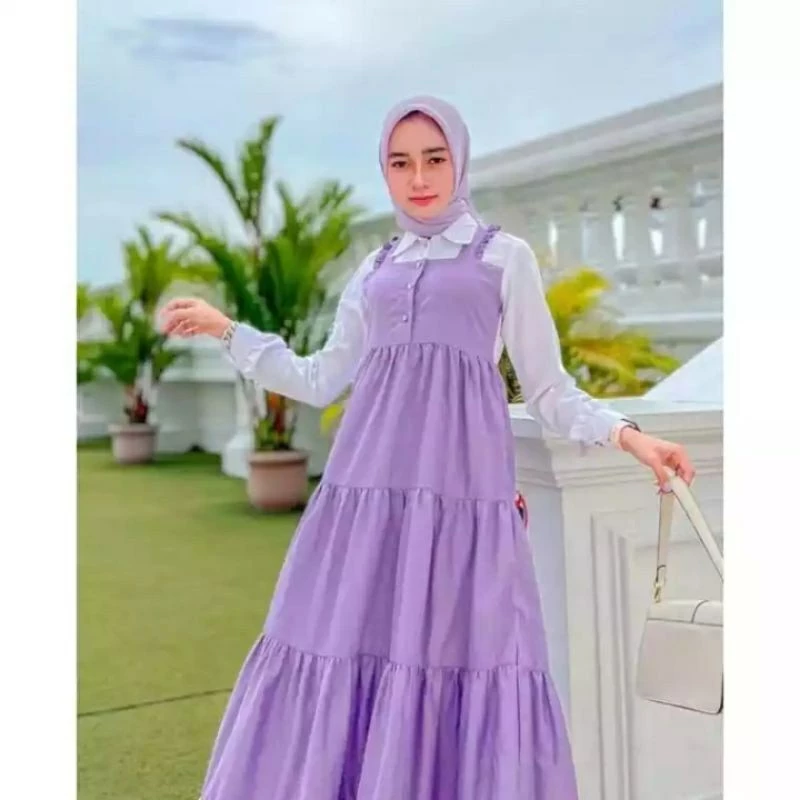 Livi Dress Wanita Ruffle Korean Style tampilan depan