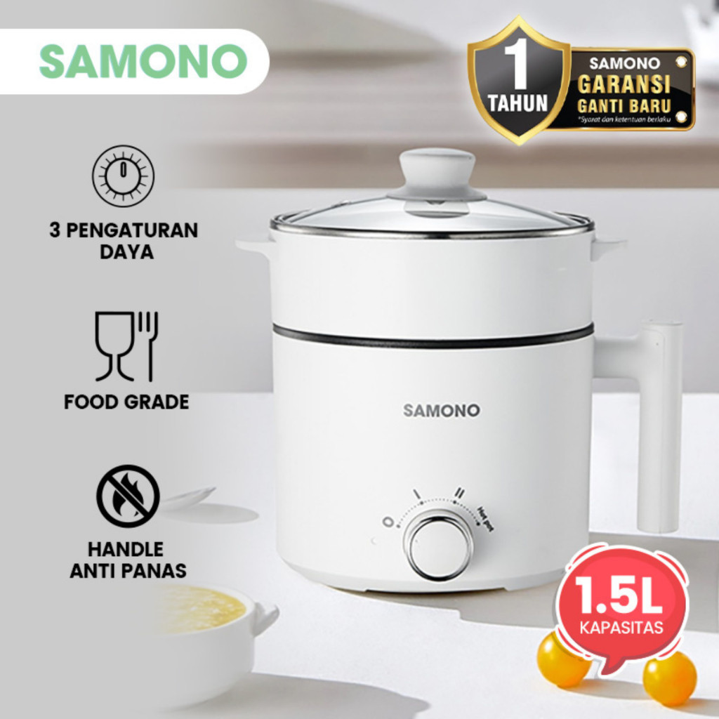 Jual PROMO SAMONO Electric Cooking Pot 1.5L Stainless Steamer 150W with ...