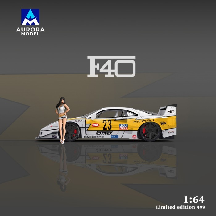 Jual Aurora Model 1:64 LBWK Ferrari F40 Lightning #23 Yellow with ...