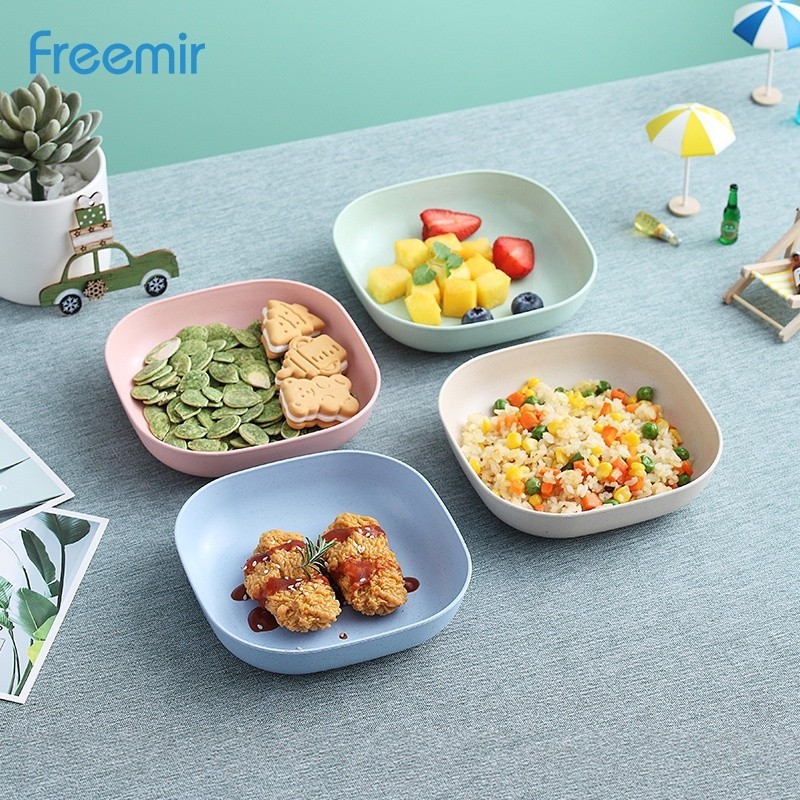 Jual Piring fremier 15 Cm Plastik Wheat Straw Square Plate Piring Makan ...