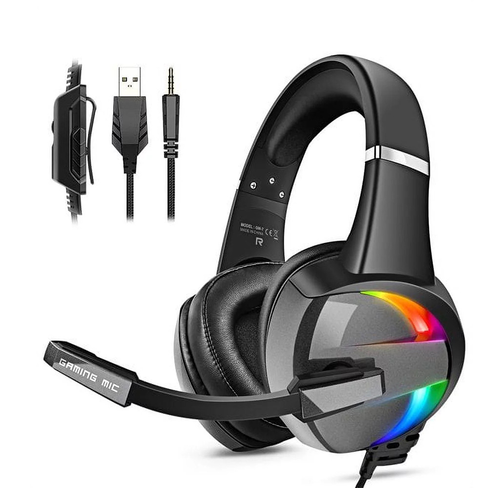 Jual RGB Gaming Headset with Noise Canceling Microphone Surround Sound ...