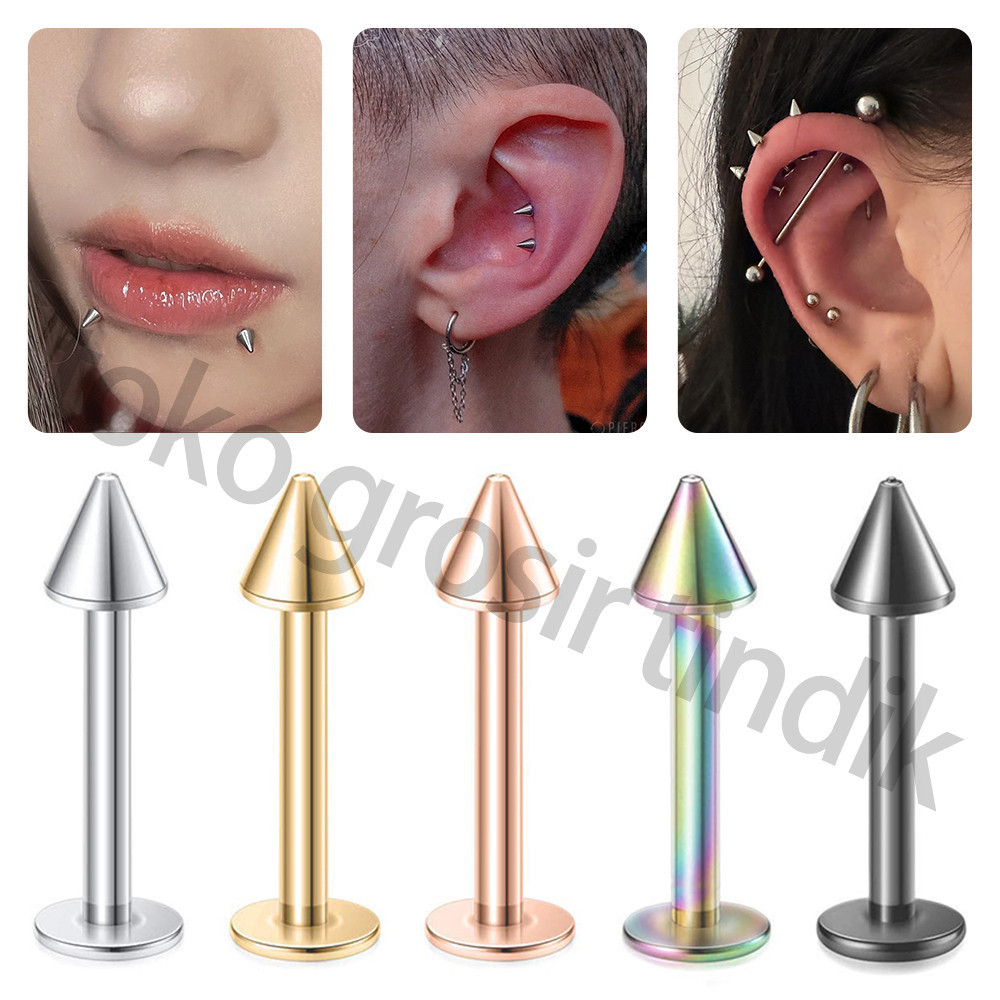 Jual Tindik Bibir 1.2mm dengan Baja Bedah 316L Berbentuk Kerucut Tindik ...