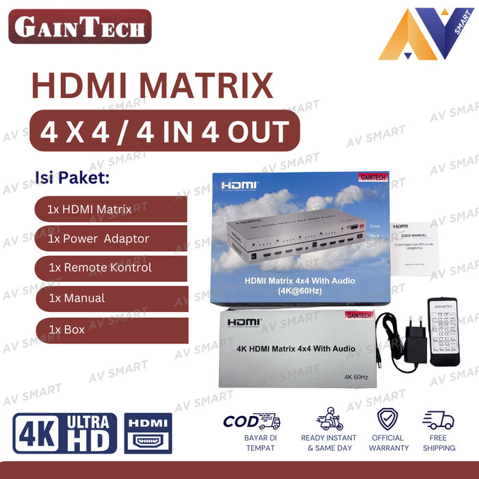 Jual GainTech HDMI Matrix Switch Splitter 4x4 / 4 In 4 Out Support 4K ...