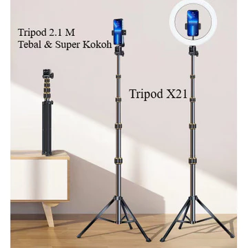 Tripod HP Metalic Tebal 2.1 Meter Type X21 Tripod HP 2.1 Meter Tripod Handphone Chrome Gratis