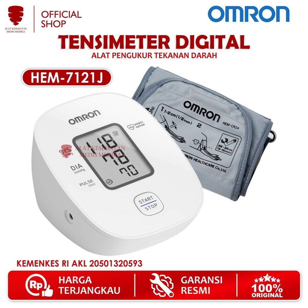 Omron Tensimeter Digital HEM-7121J Alat Ukur Pengukur Tensi Meter Tekanan  Darah Blood Pressure Monitor HEM 7121 J 7121J HEM7121J Medis