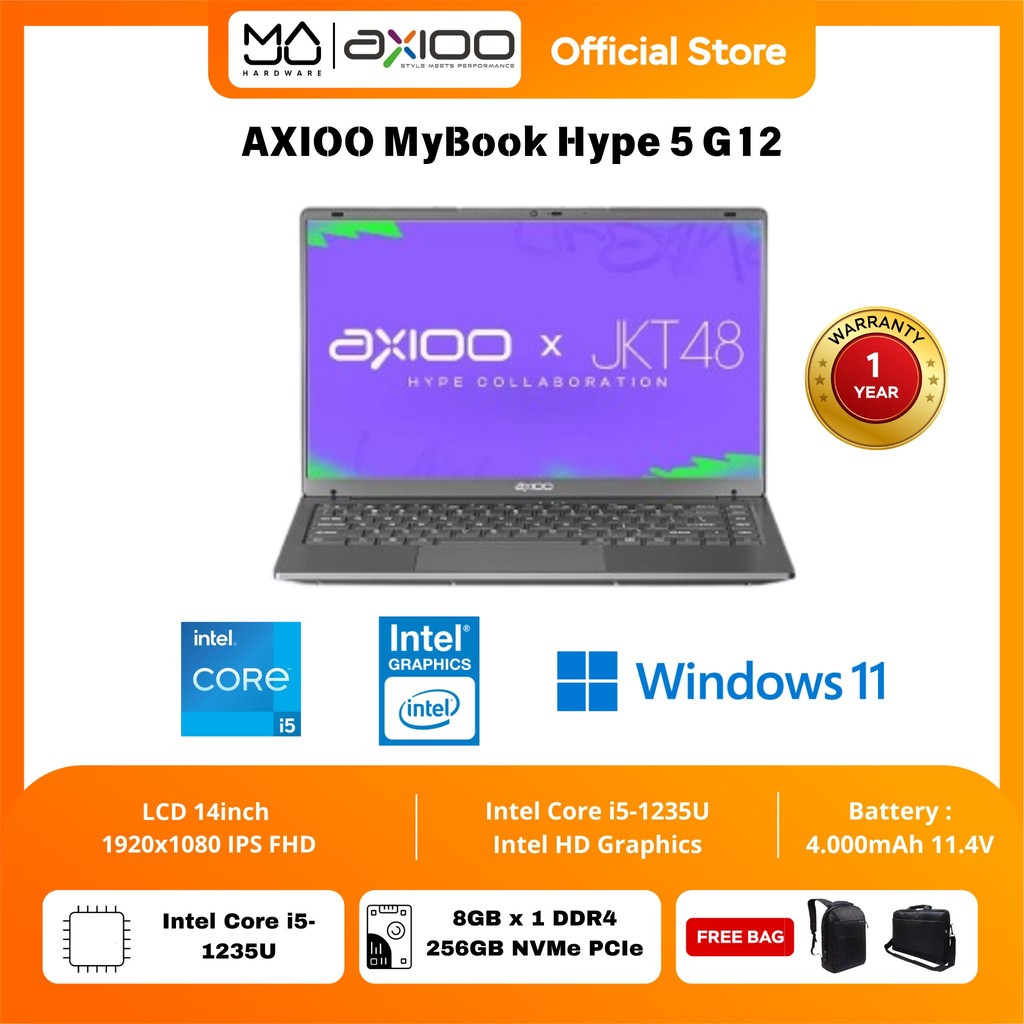 Jual Laptop Axioo MyBook Hype 5 G12 Intel Core i5-1235U/8GB/256GB/FHD ...
