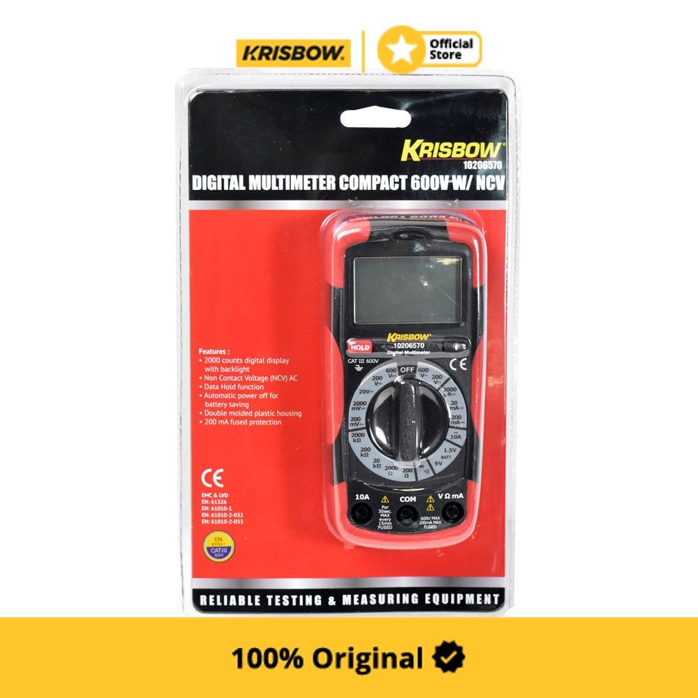 Jual Krisbow Alat Ukur Digital Multimeter Compact 600V Dengan Ncv ...