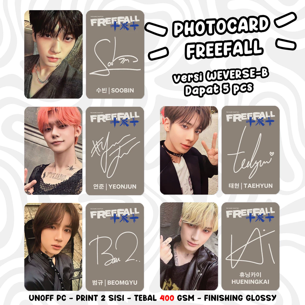 Photocard TXT FREEFALL Unofficial KPOP PC dan Koleksi Unik