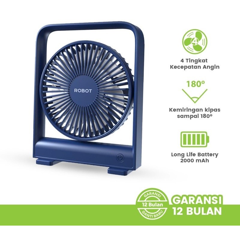Jual Kipas ROBOT BF14B 2000mAh Ultra-Thin Mini Fan Dark Blue Kipas ...