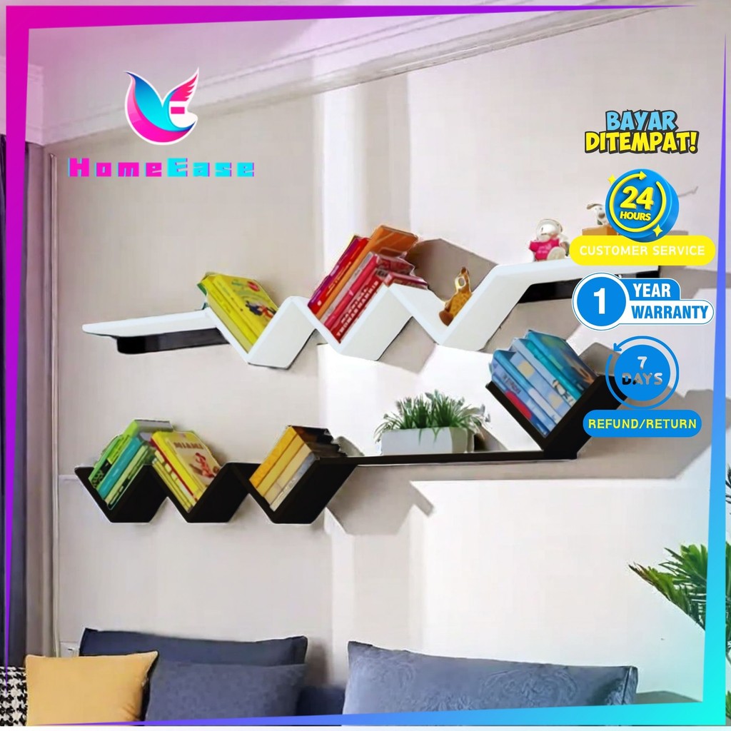 Jual HomeEase - Rak Dinding Ambalan Model V Zigzag Serbaguna Modern ...