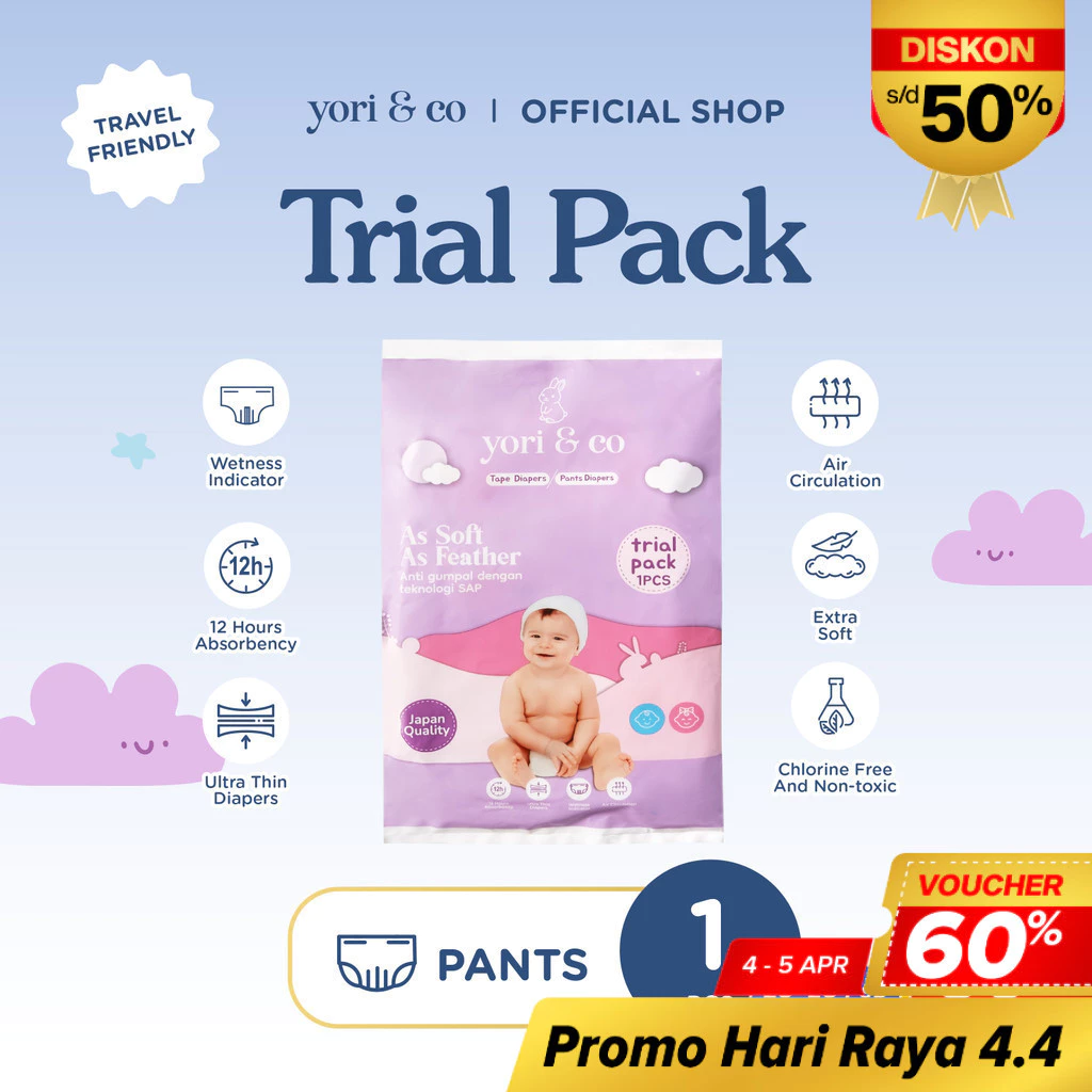 [TRIAL PACK] As Soft As Feather Pants Diaper 1PCS - Diapers & Wipes premium dari Yori & Co