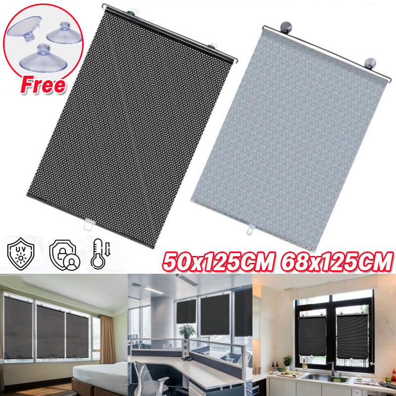 COD 40/45/50/68*125CM Tirai Pelindung Tirai  Matahari Kerai Mobil Kantor Rol Tirai Hisap Suction Cup Kerai
