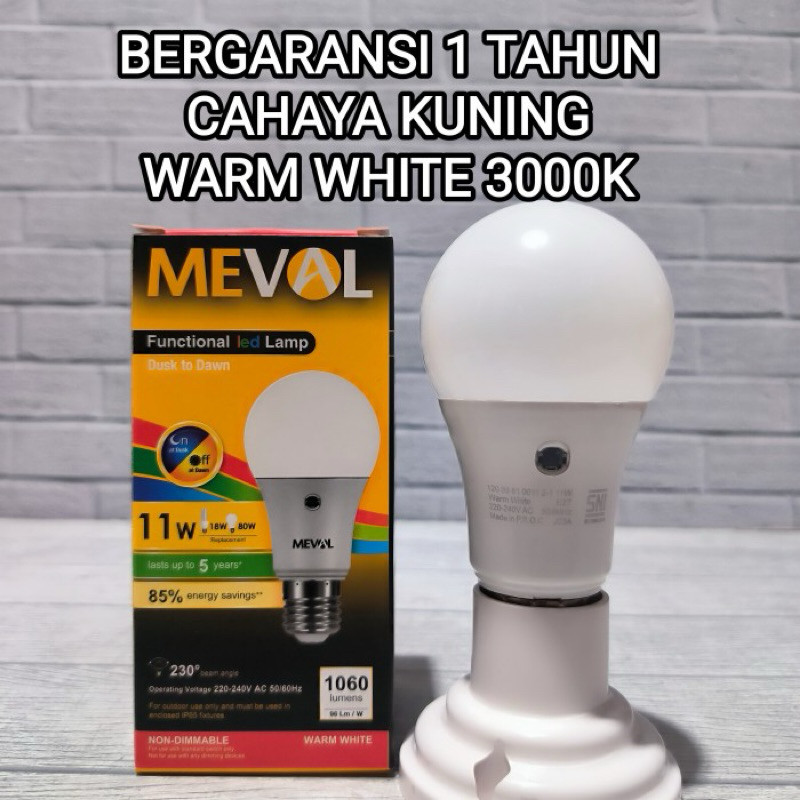 Jual MEVAL LAMPU LED 11W SENSOR CAHAYA KUNING WARM WHITE 3000K LIGHT ...