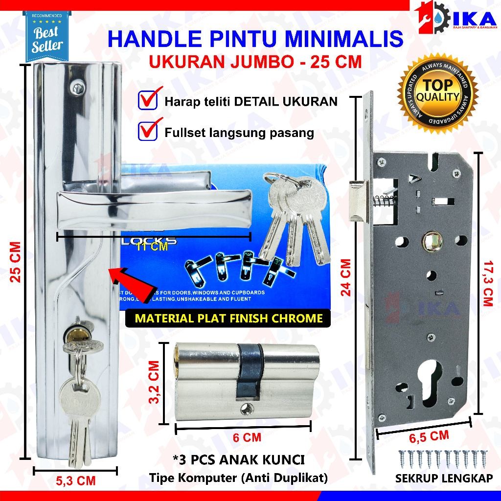 Jual SAB HANDLE PINTU PLAT MIRROR / KILAP BISA MENGACA / KACA / 25 CM ...