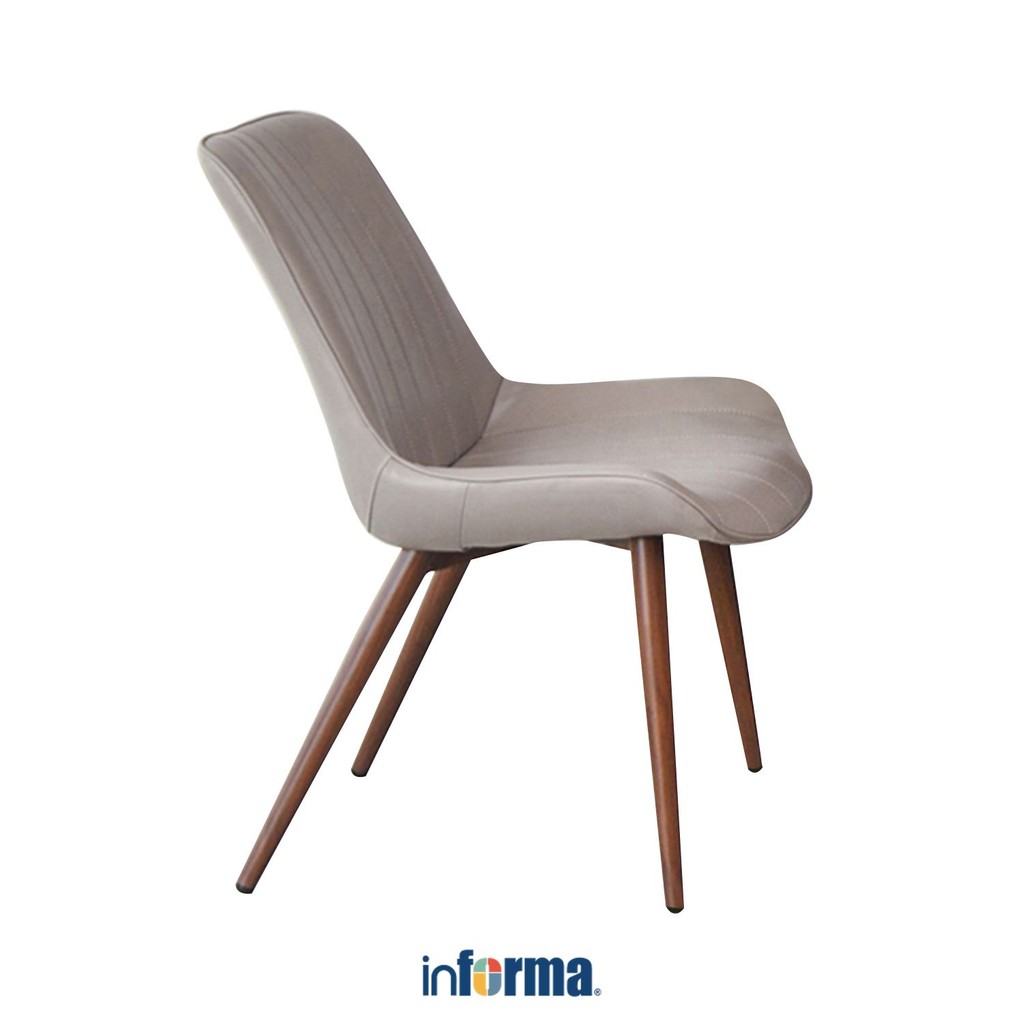 Jual Informa Hollie Kursi Makan Kulit Putih/Cokelat Dining Chair