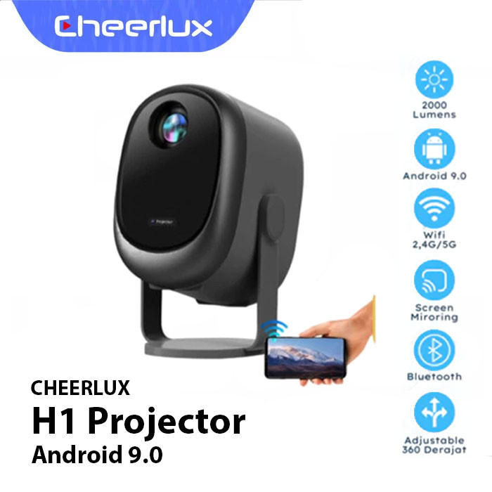 Jual Cheerlux H1 Android 9.0 Autofocus LED Projector 720P 2000 Lumens ...